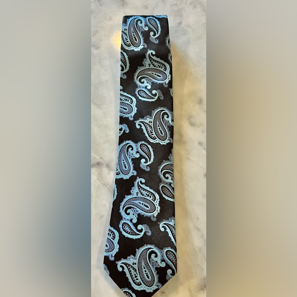 Ermenegildo Zegna 100% Silk tie Brown & light blue paisley excellent condition